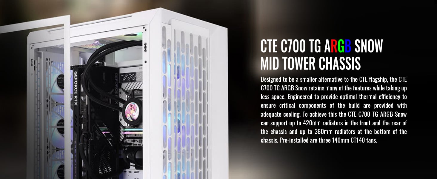 Thermaltake CTE C700 TG ARGB Snow Mid Tower Case